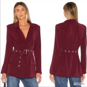 Lovers + Friends Burgundy Blazer with Eyelet Belt